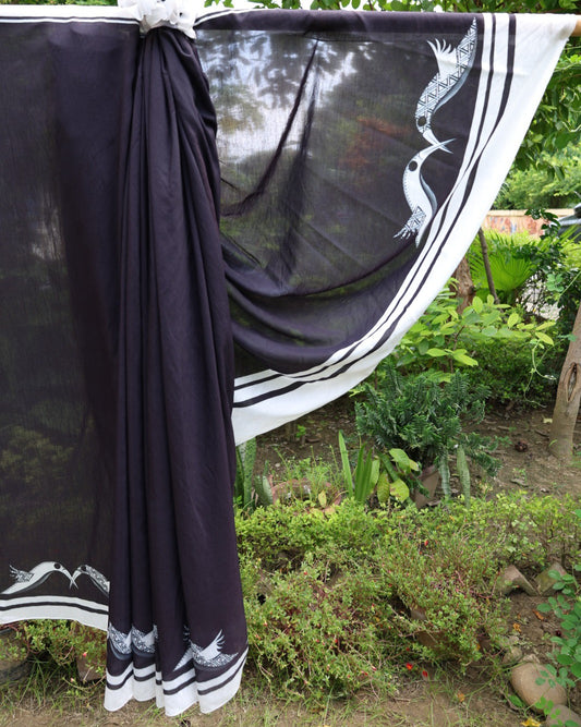 Gap Shap – Black Chanderi Silk Saree